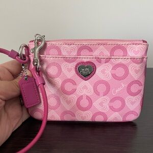 Pink Hearts Coach Wristlet